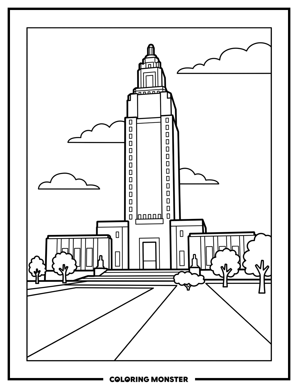 Louisiana State Capitol Building Coloring Page
