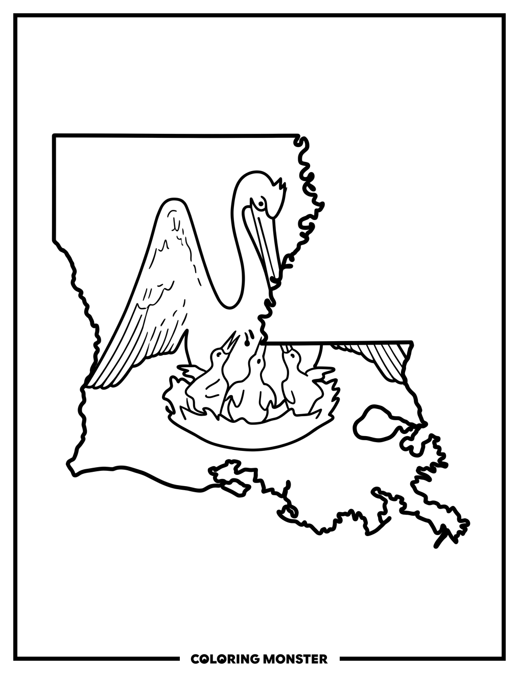 Louisiana State Shape Coloring Page