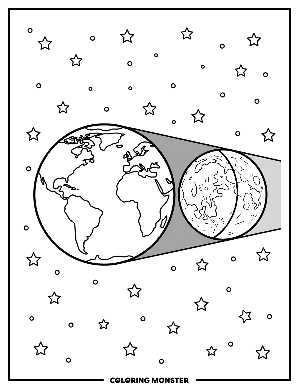Lunar Eclipse in Space Coloring Page