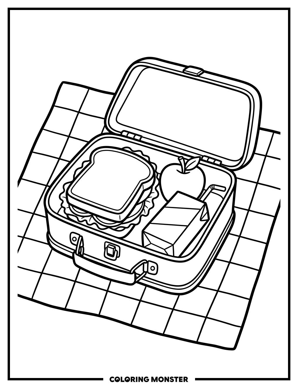 Lunch Box at a Picnic Coloring Page