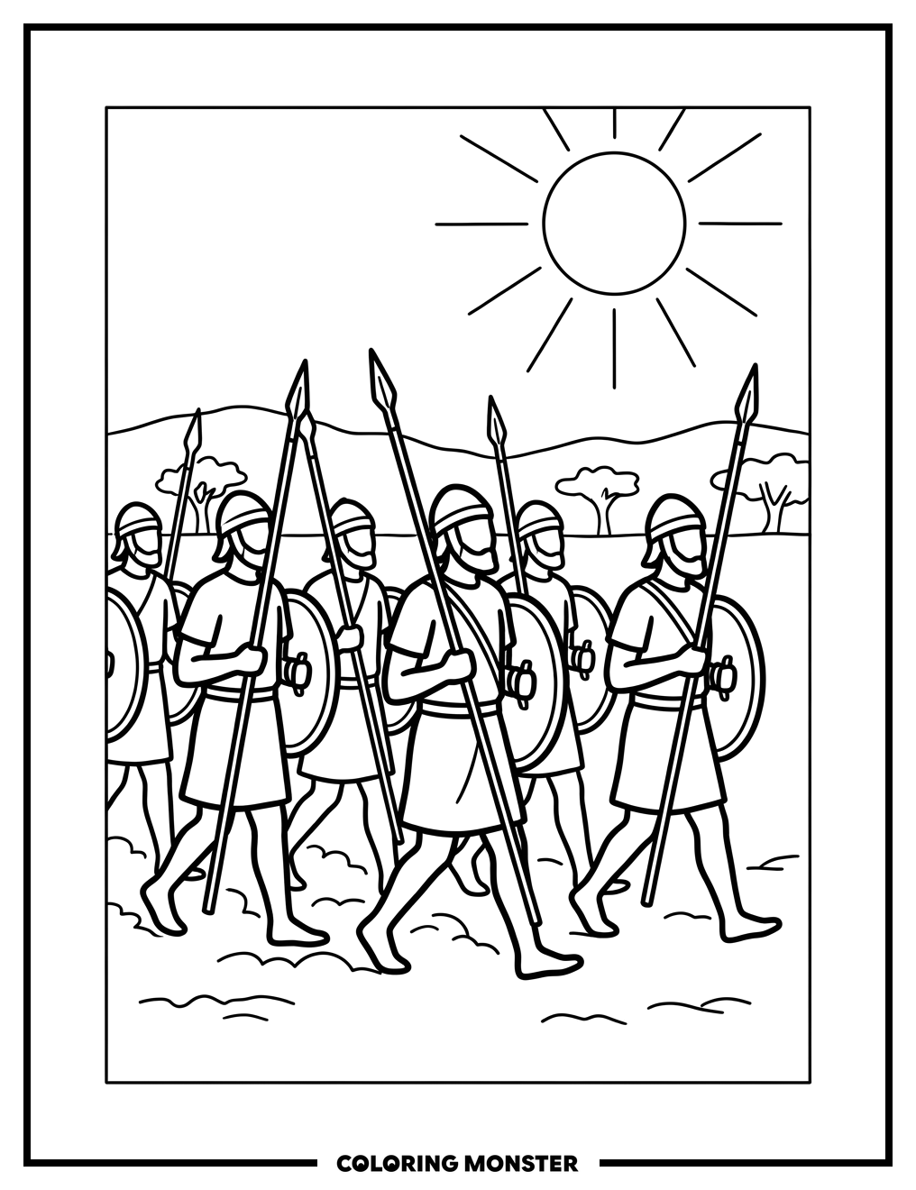 Maccabee Soldiers Marching Coloring Page