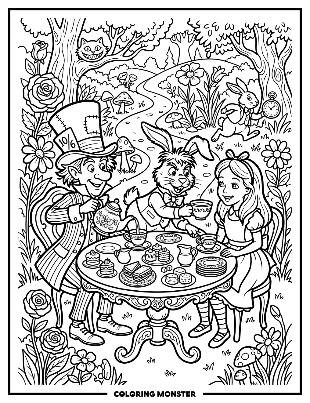 Mad Tea Party Coloring Page