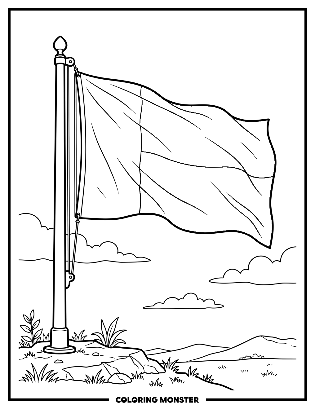 Madagascar Flag Waving in Sky Coloring Page