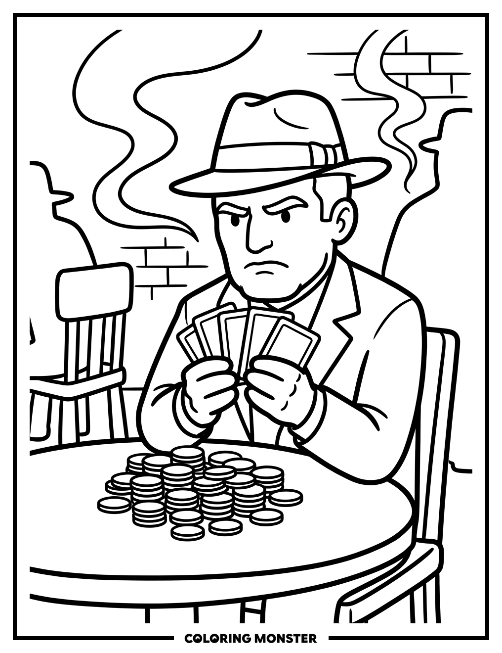 Mafioso Playing Cards Coloring Page