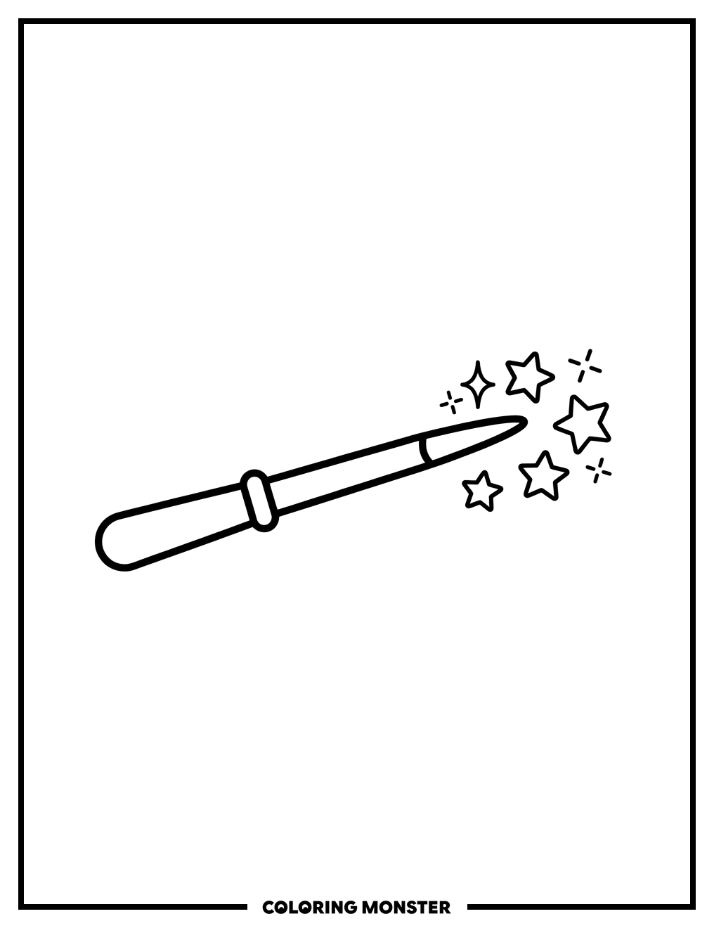Magic Wand with Stars Coloring Page