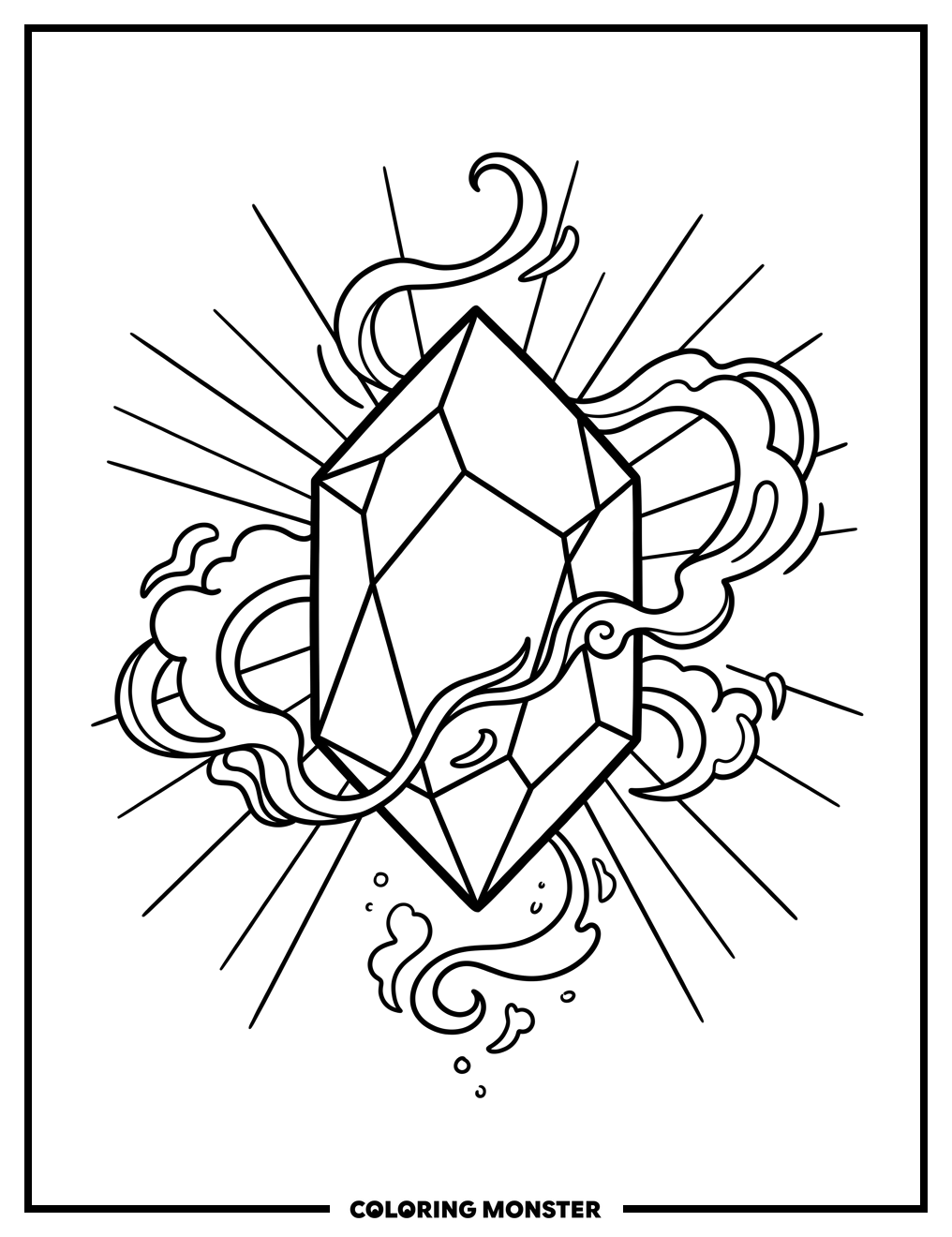 Magical Crystal With Energy Wisps Coloring Page