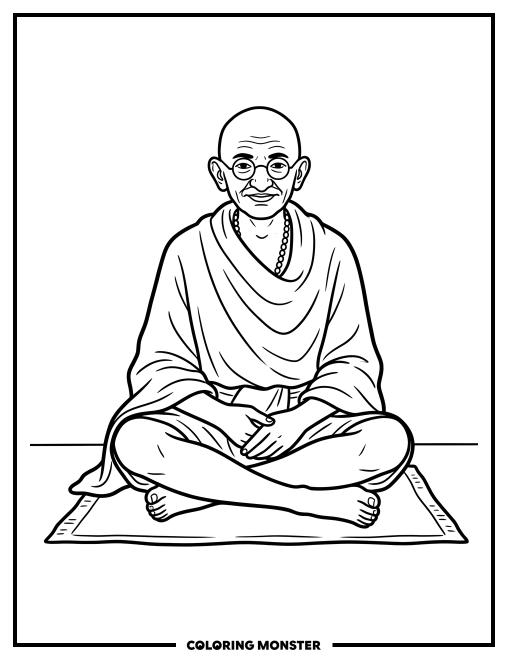 Mahatma Gandhi Meditating Coloring Page