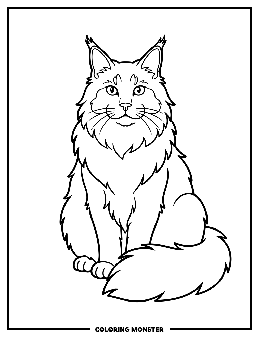 Maine Coon Cat Portrait Coloring Page