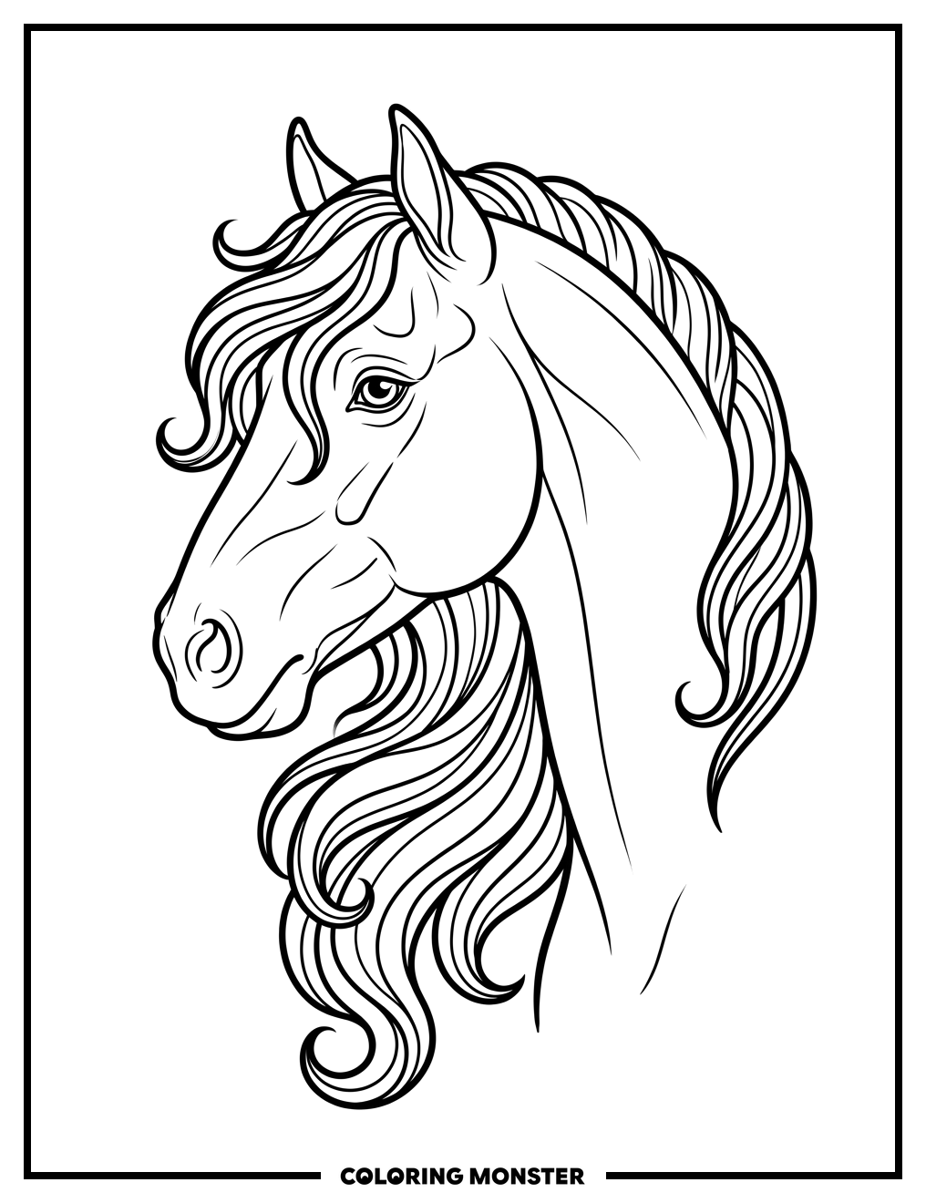 Majestic Horse Head Profile Coloring Page