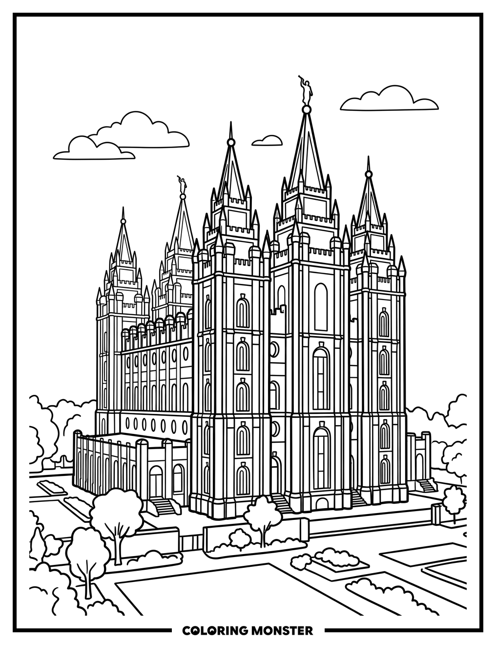Majestic LDS Temple Coloring Page