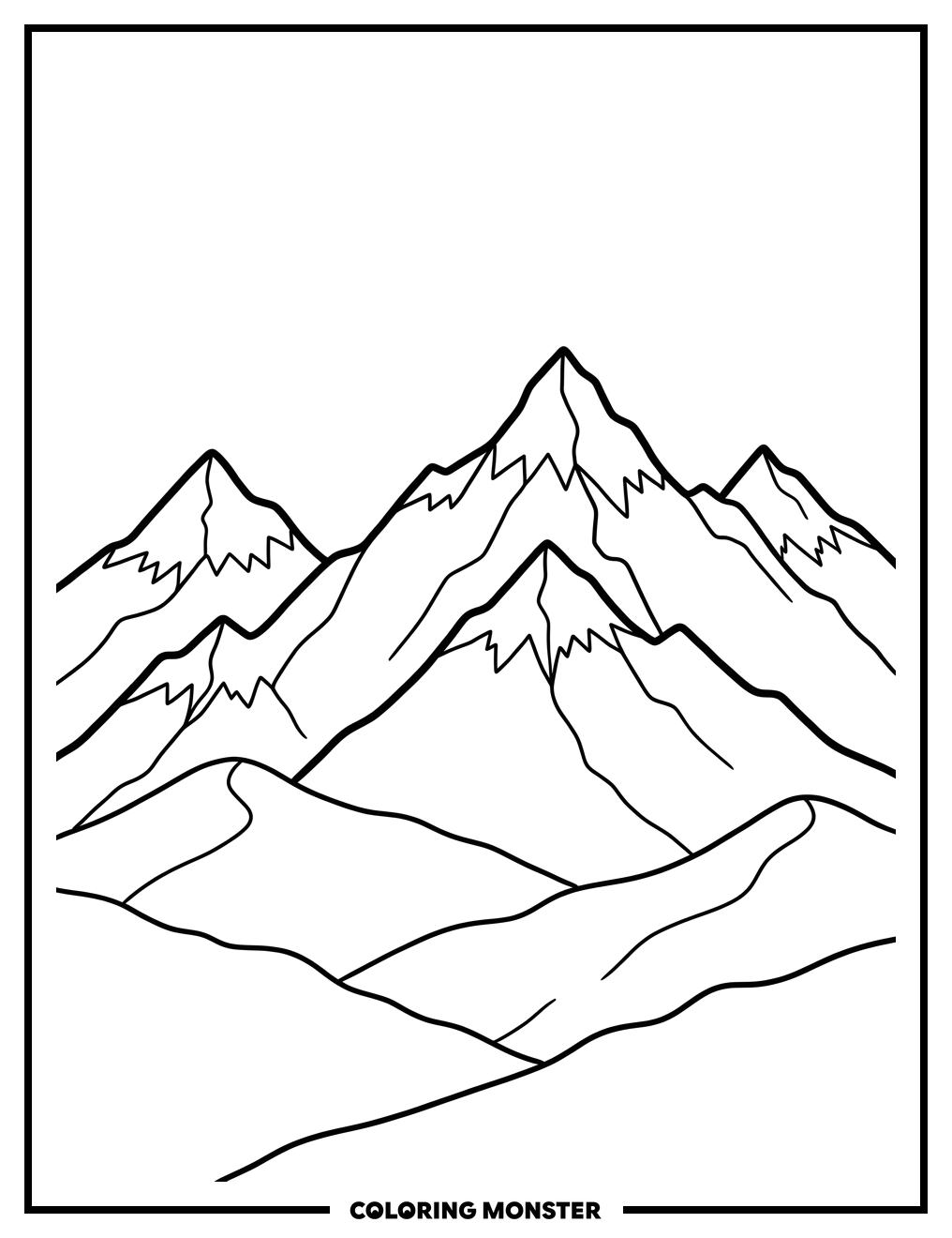 Majestic Mountain Range Coloring Page