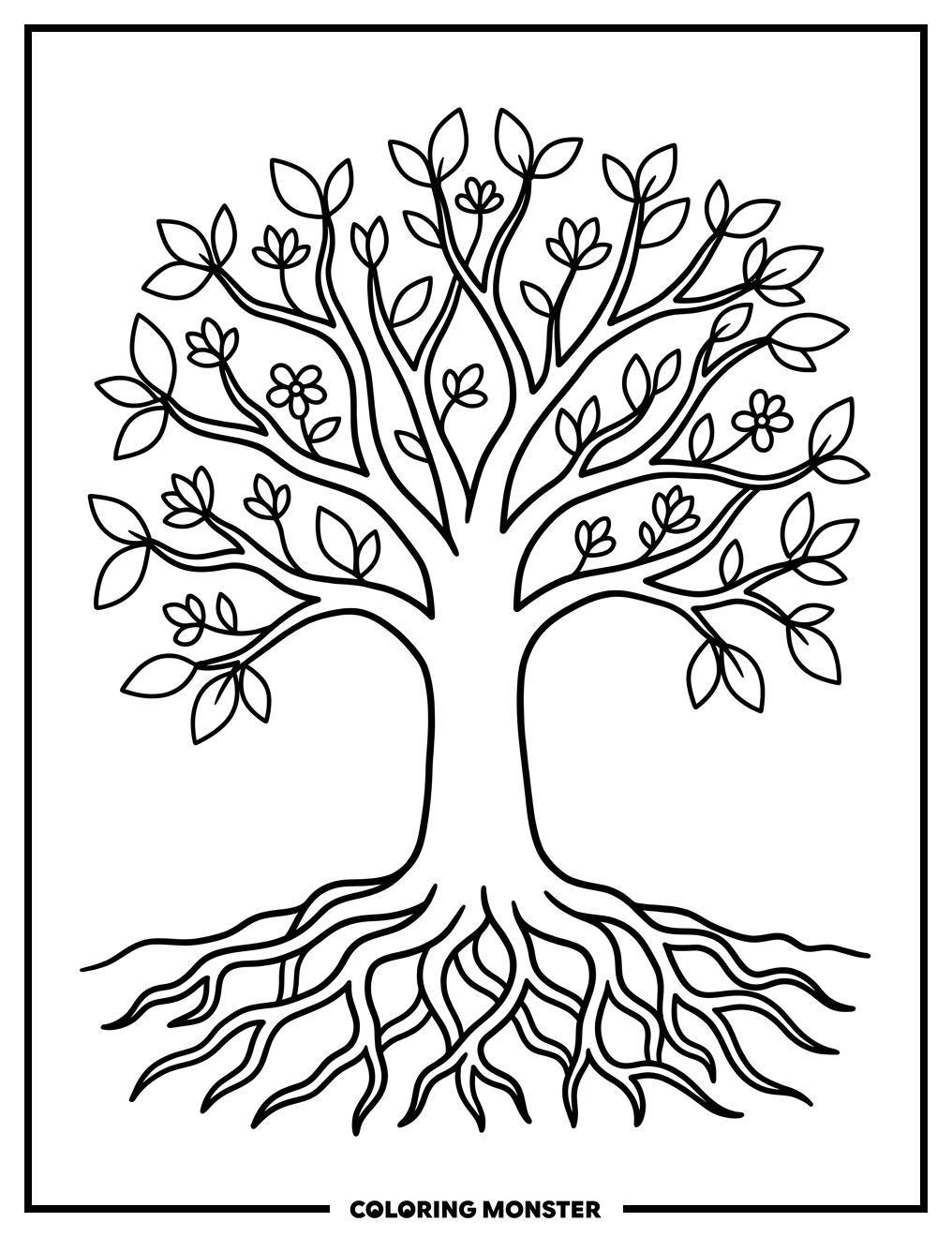 Majestic Tree With Sprawling Branches Coloring Page