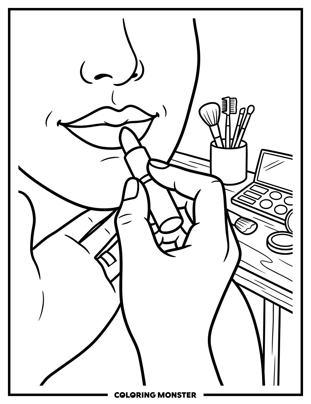 Makeup Artist Applying Lipstick Coloring Page