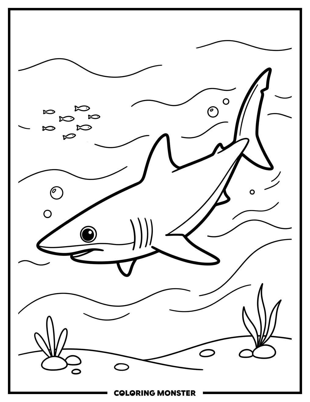 Mako Shark in Ocean Coloring Page