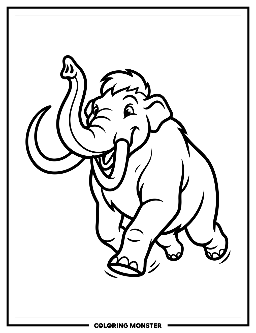 Mammoth Mascot Charging Forward Coloring Page