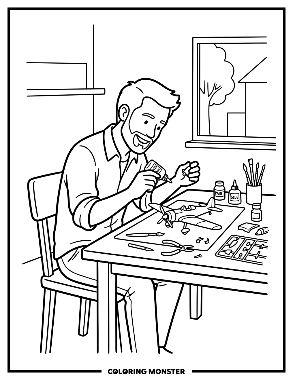 Man Enjoying a Hobby Coloring Page