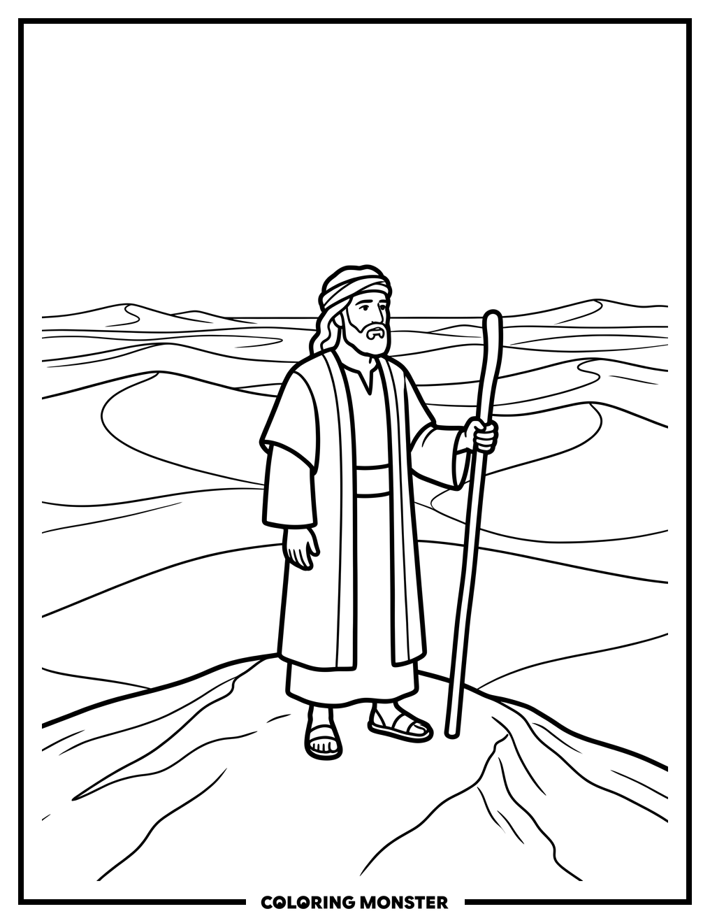 Man in Desert Coloring Page