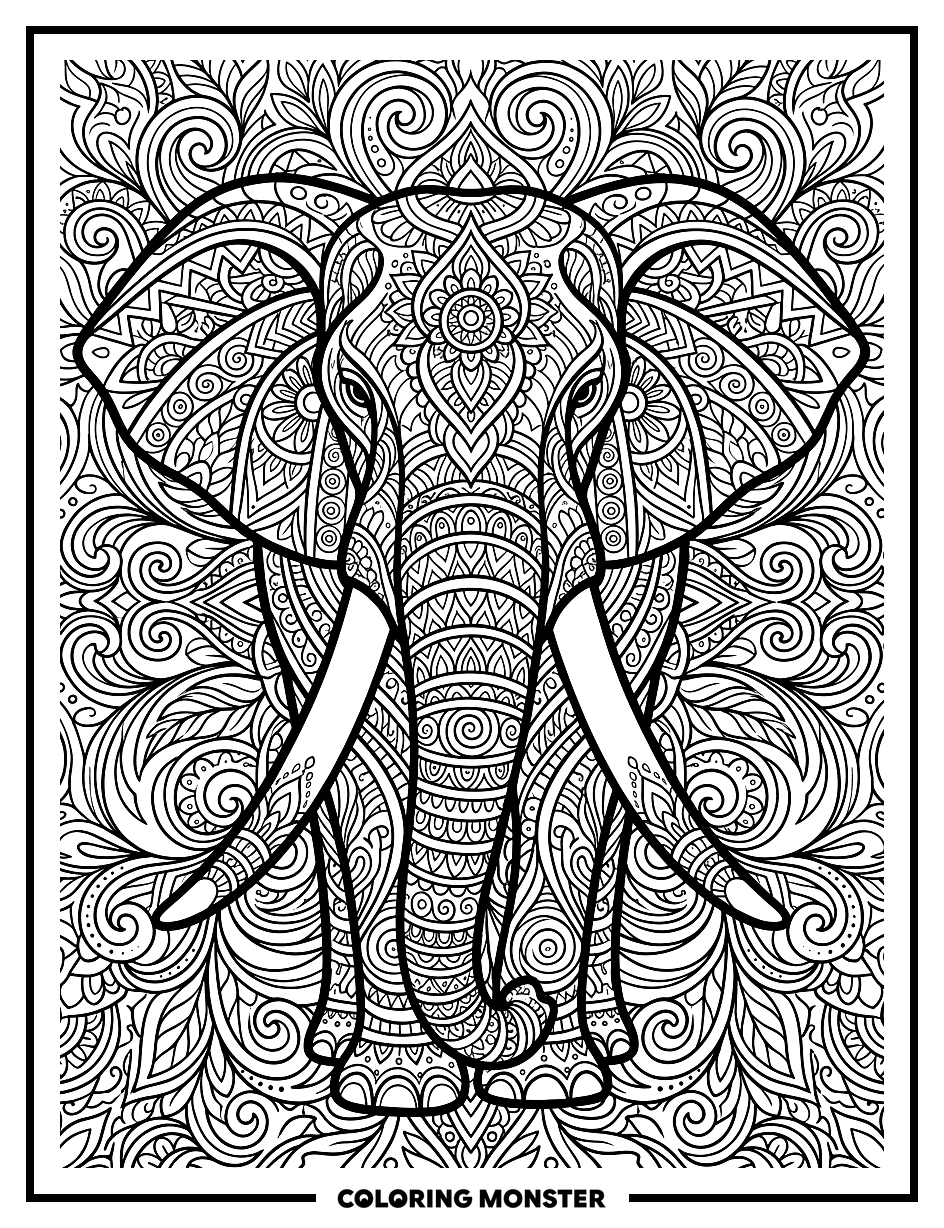 Mandala Elephant Coloring Page