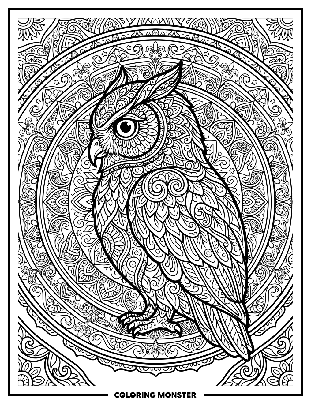 Mandala Owl Coloring Page