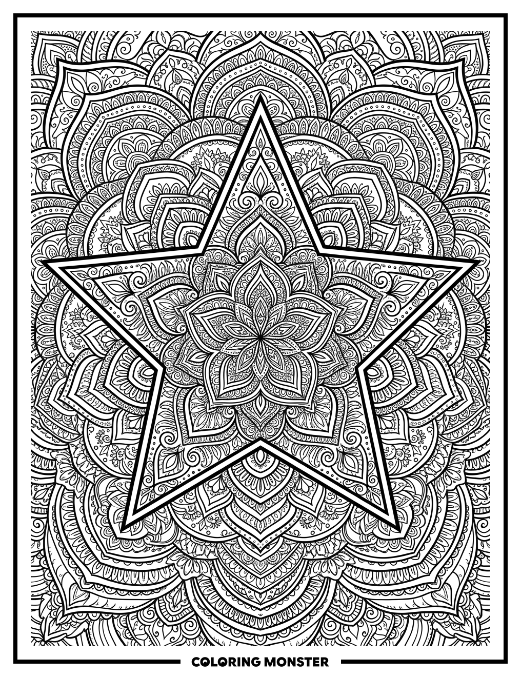 Mandala Starburst Coloring Page