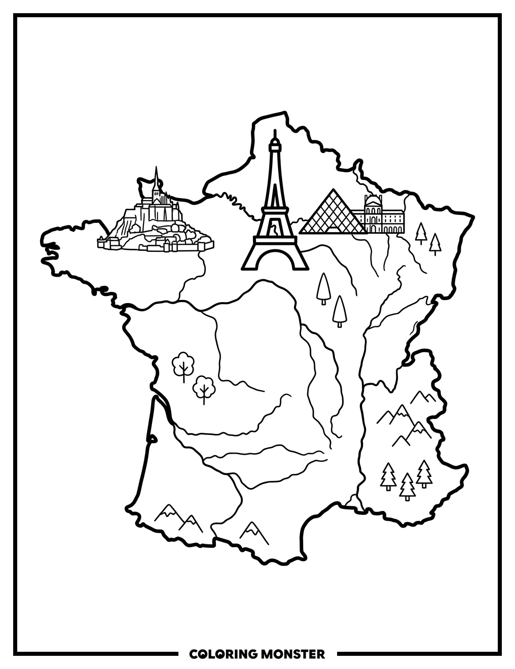 Map of France Coloring Page Coloring Page