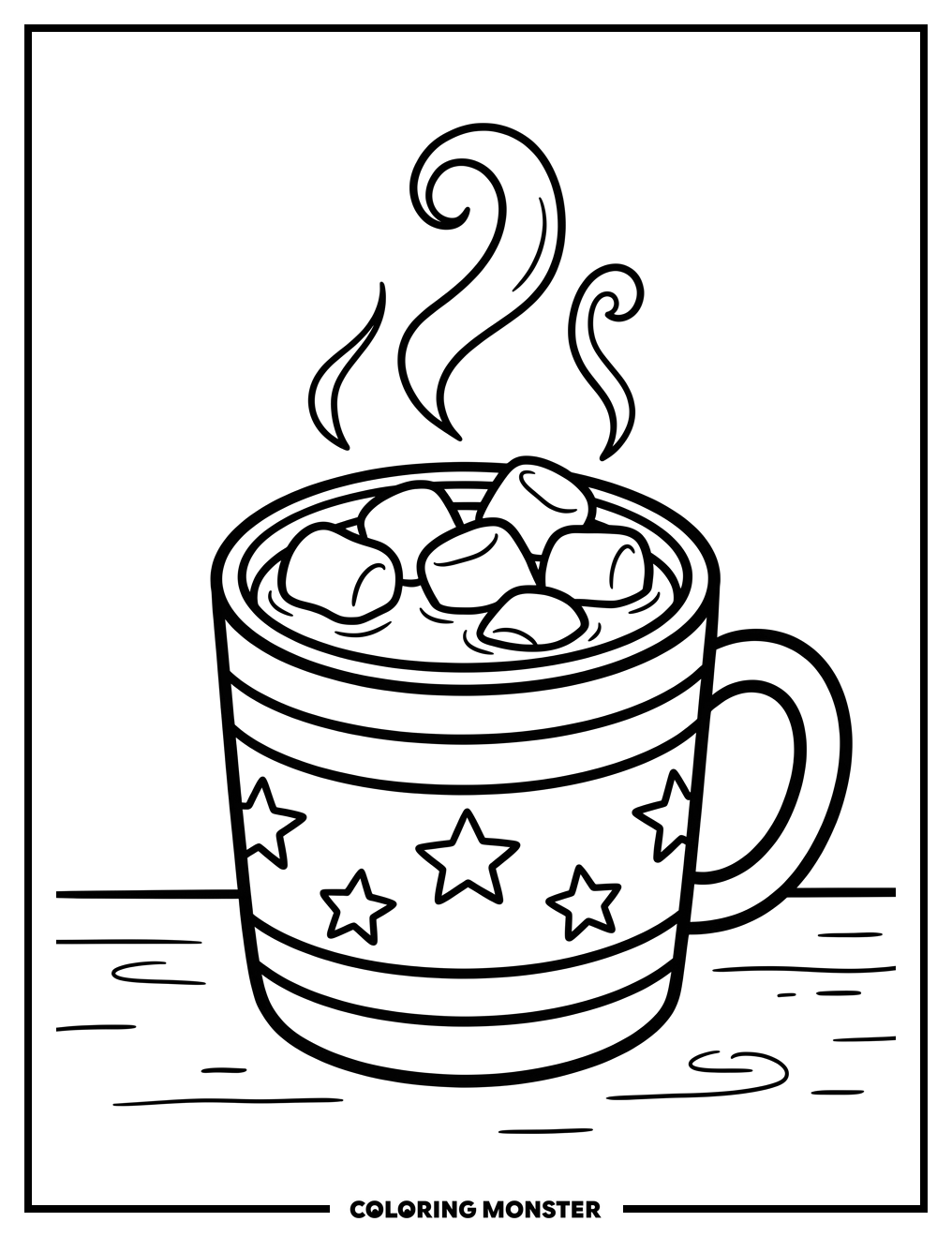 Marshmallows in Hot Chocolate Mug Coloring Page