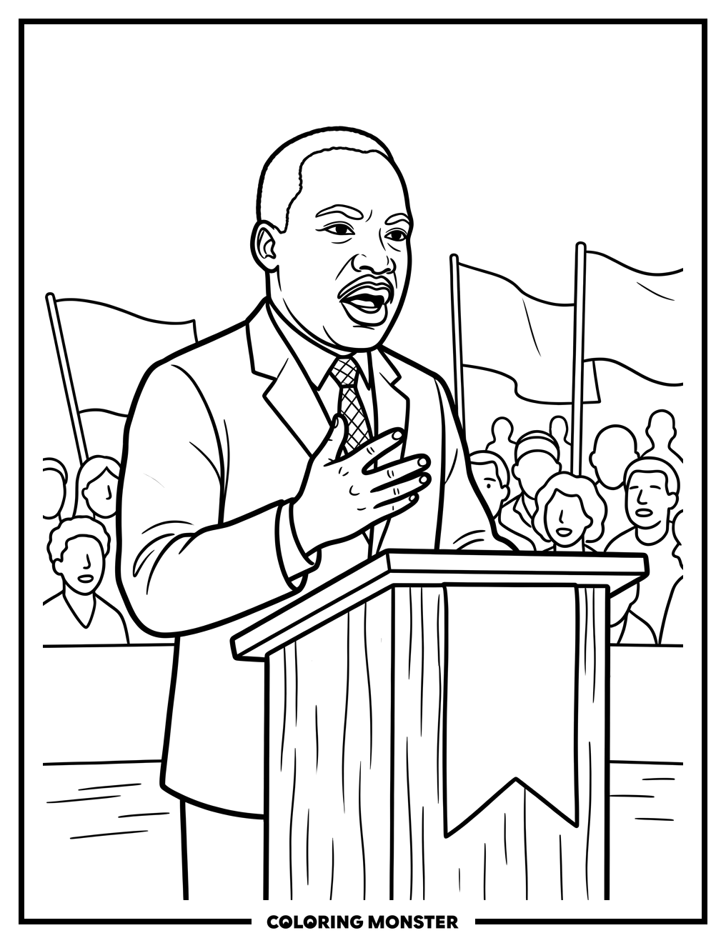 Martin Luther King Jr. At Podium Coloring Page