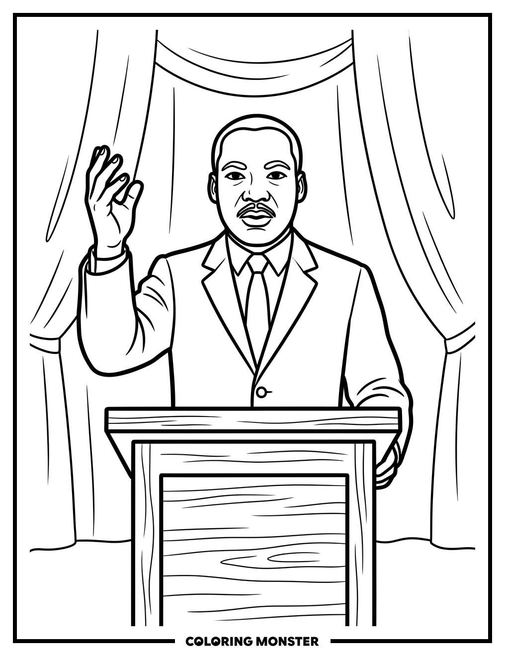 Martin Luther King Jr. at Podium Coloring Page