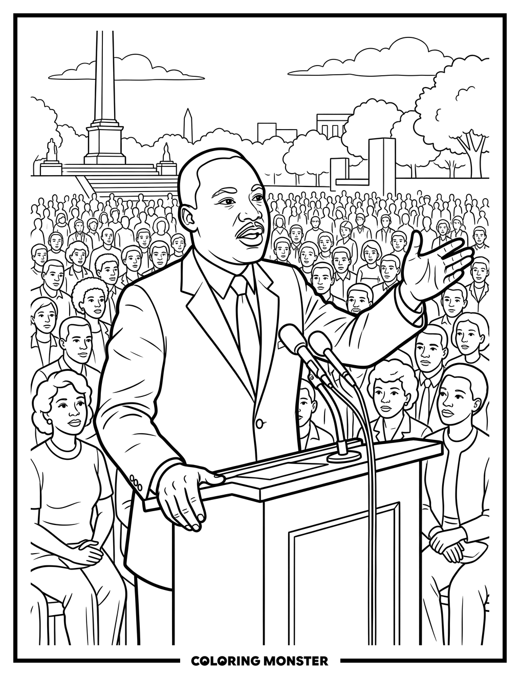 Martin Luther King Jr. Speaking Coloring Page