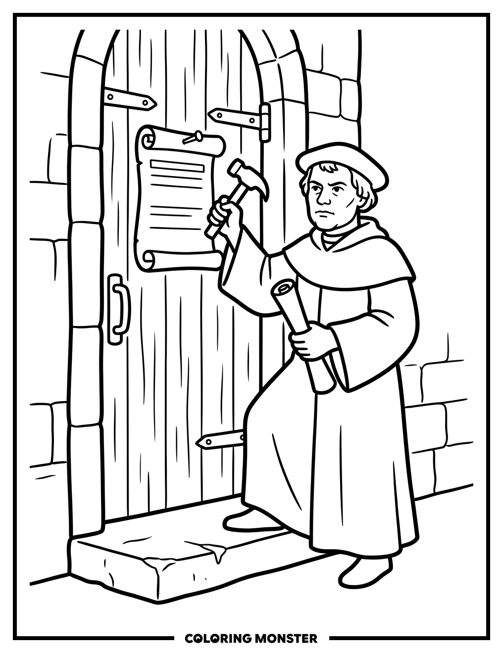 Martin Luther Posts Theses Coloring Page