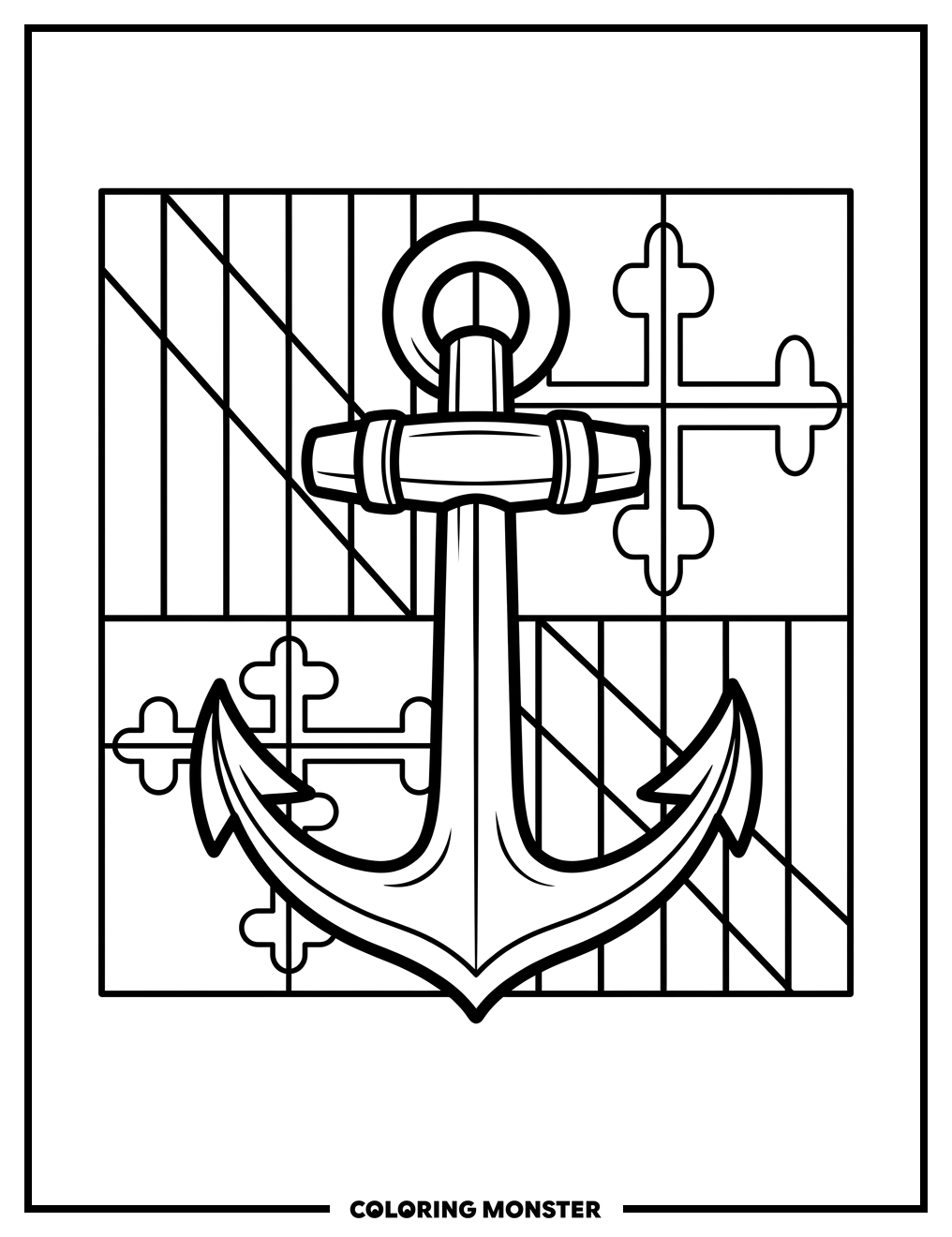 Maryland Flag With Anchor Coloring Page