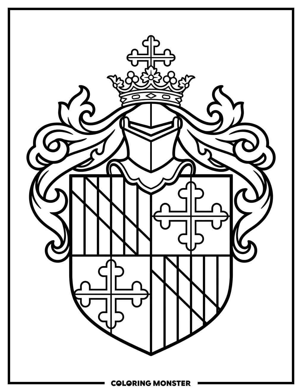 Maryland State Flag Emblem Coloring Page