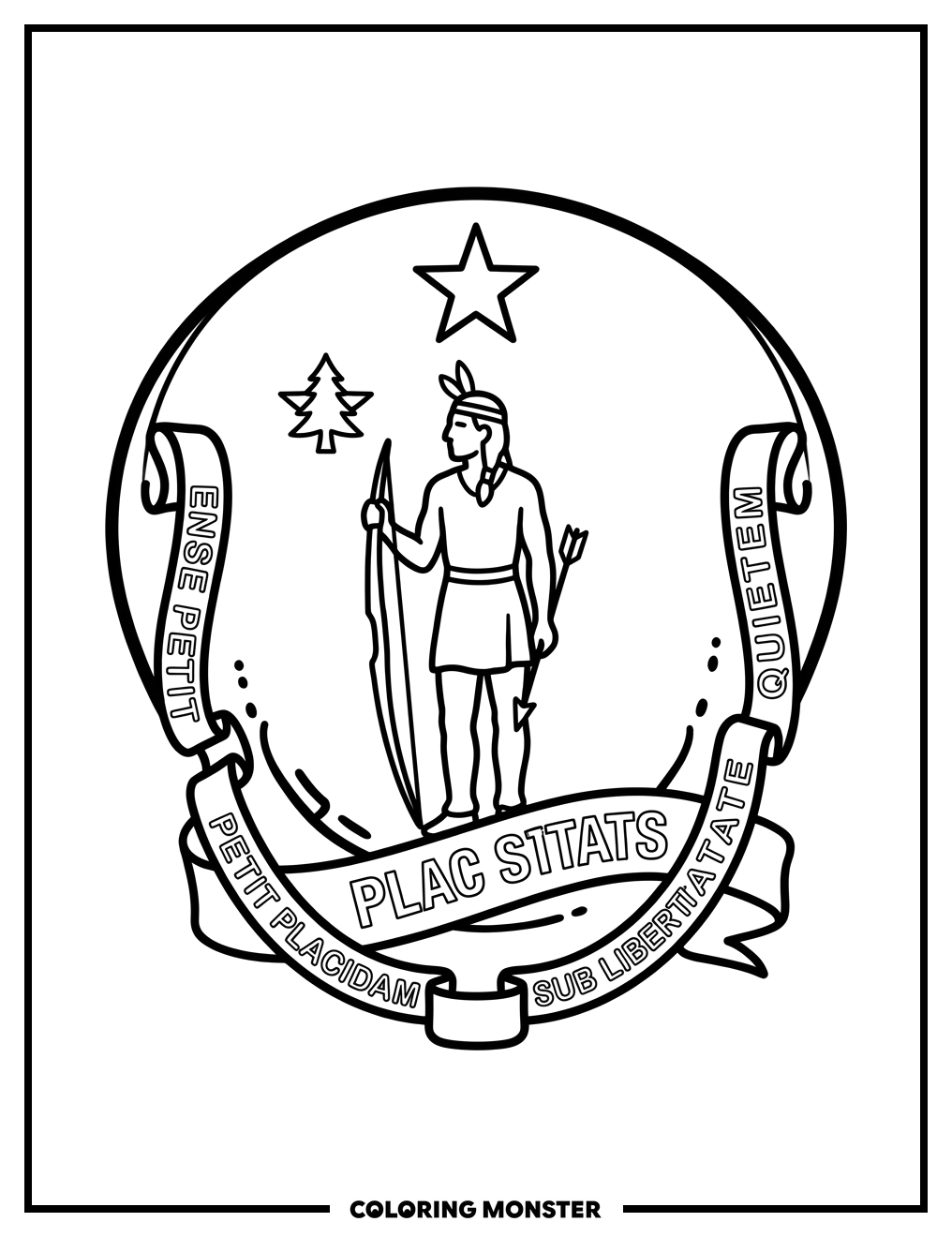 Massachusetts State Seal Coloring Page