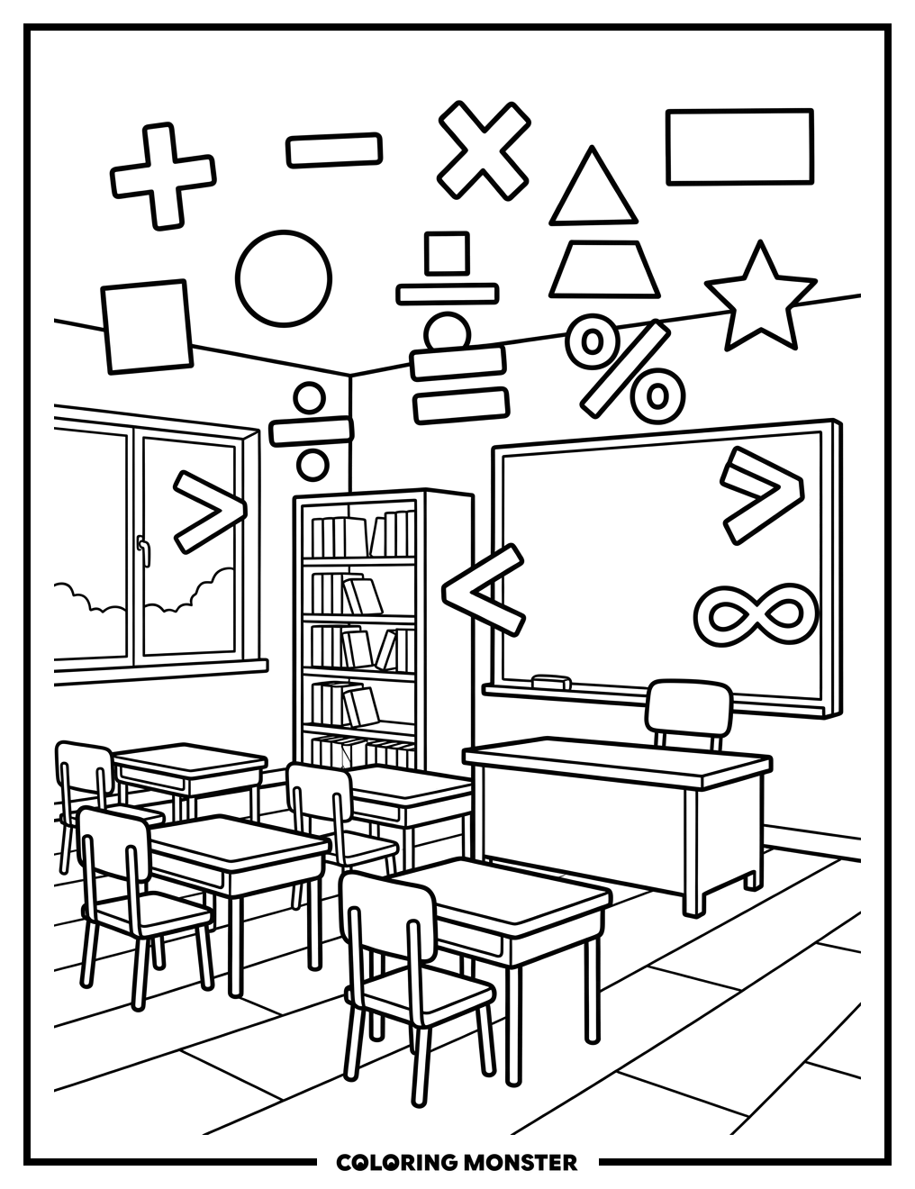 Math Classroom Fun Coloring Page