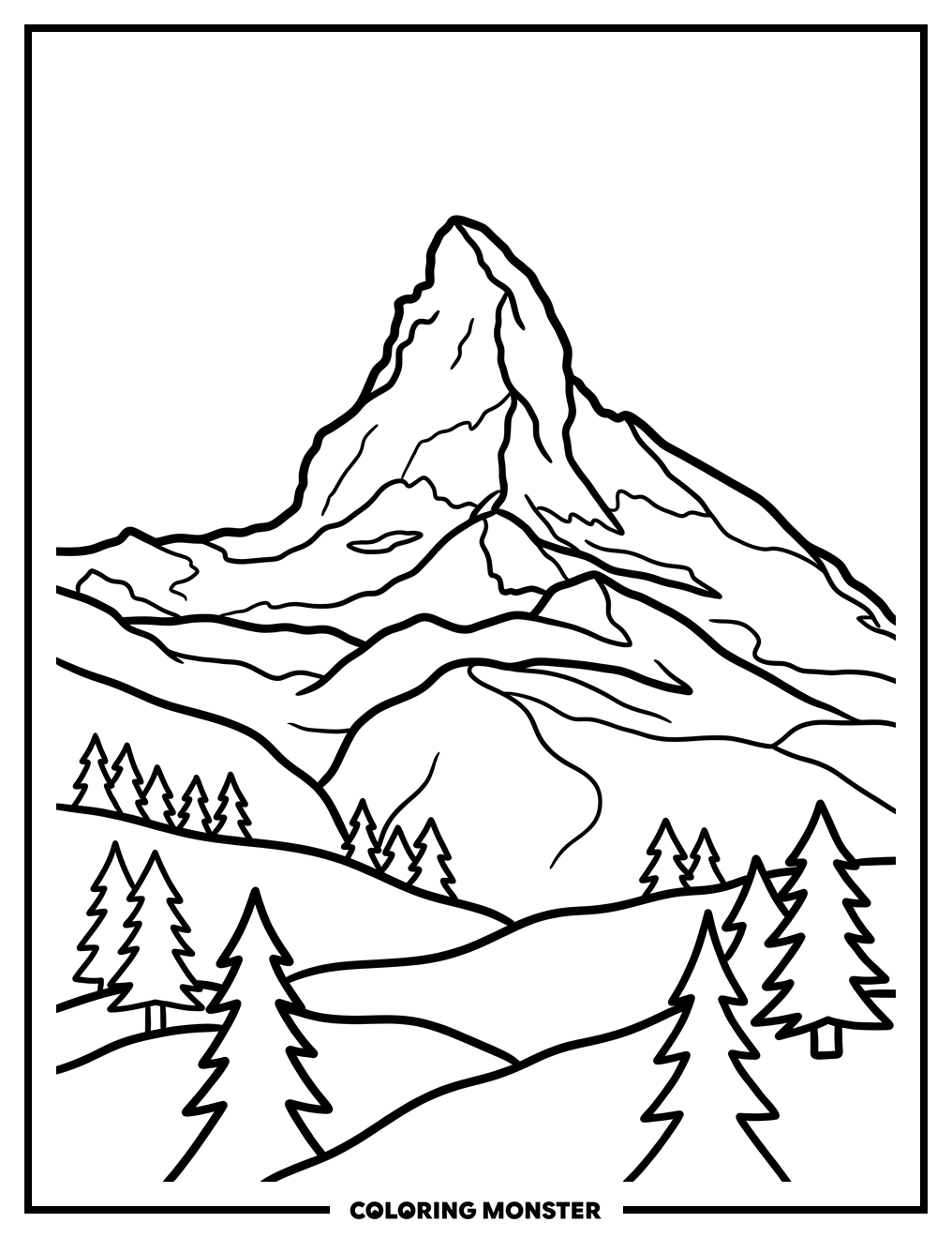 Matterhorn Mountain Peak Coloring Page