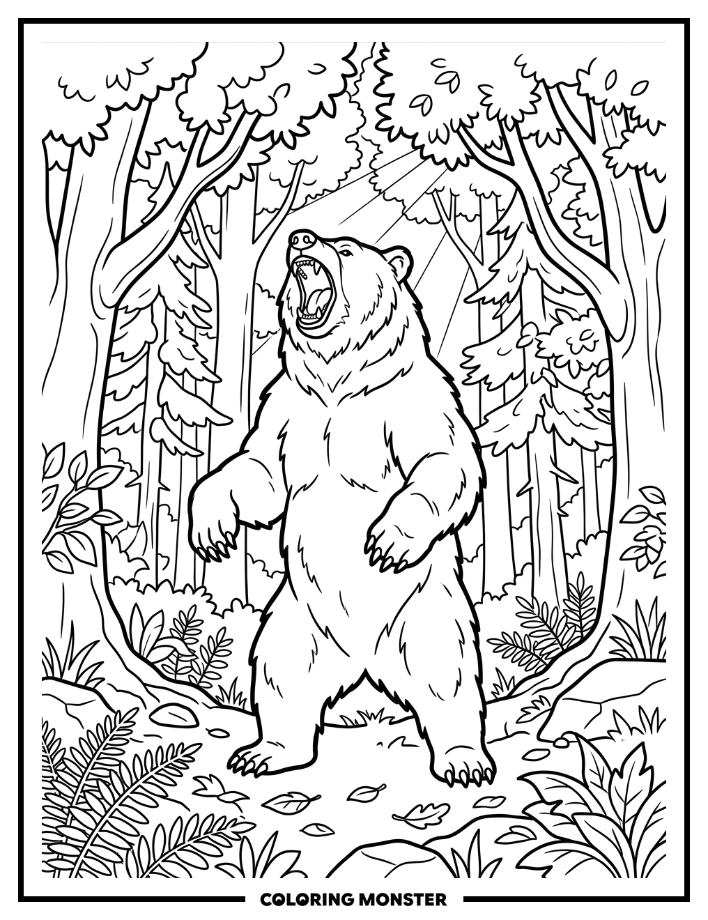 Maul Roaring in Forest Clearing Coloring Page