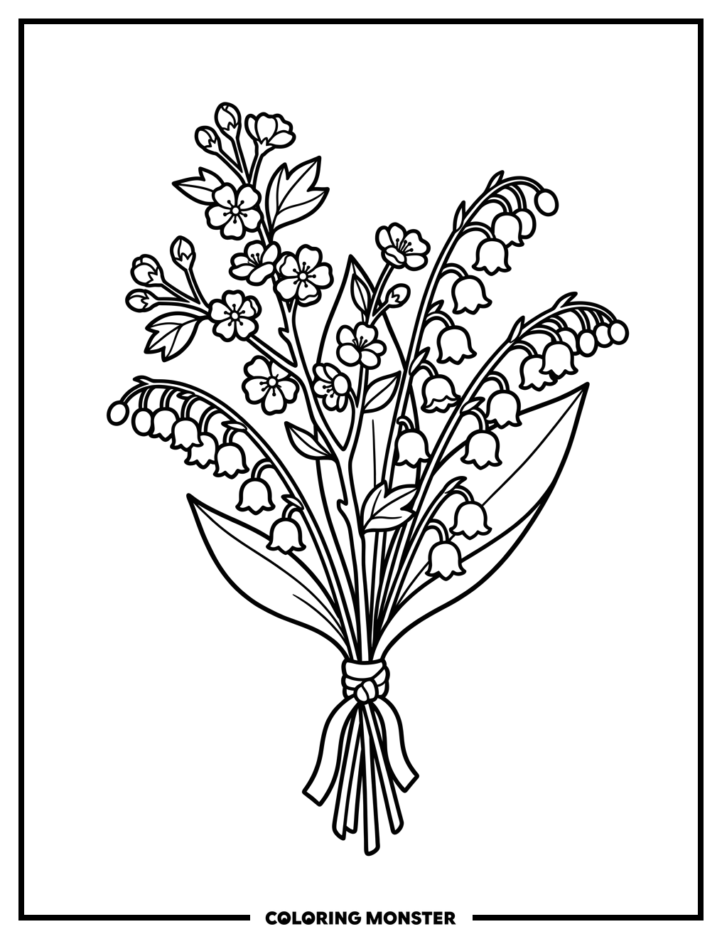 May Bouquet With Lily of the Valley Coloring Page