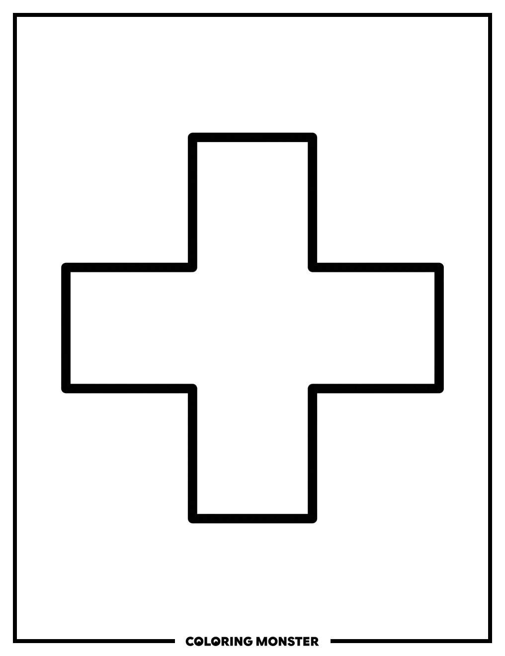 Medical Cross Symbol Coloring Page
