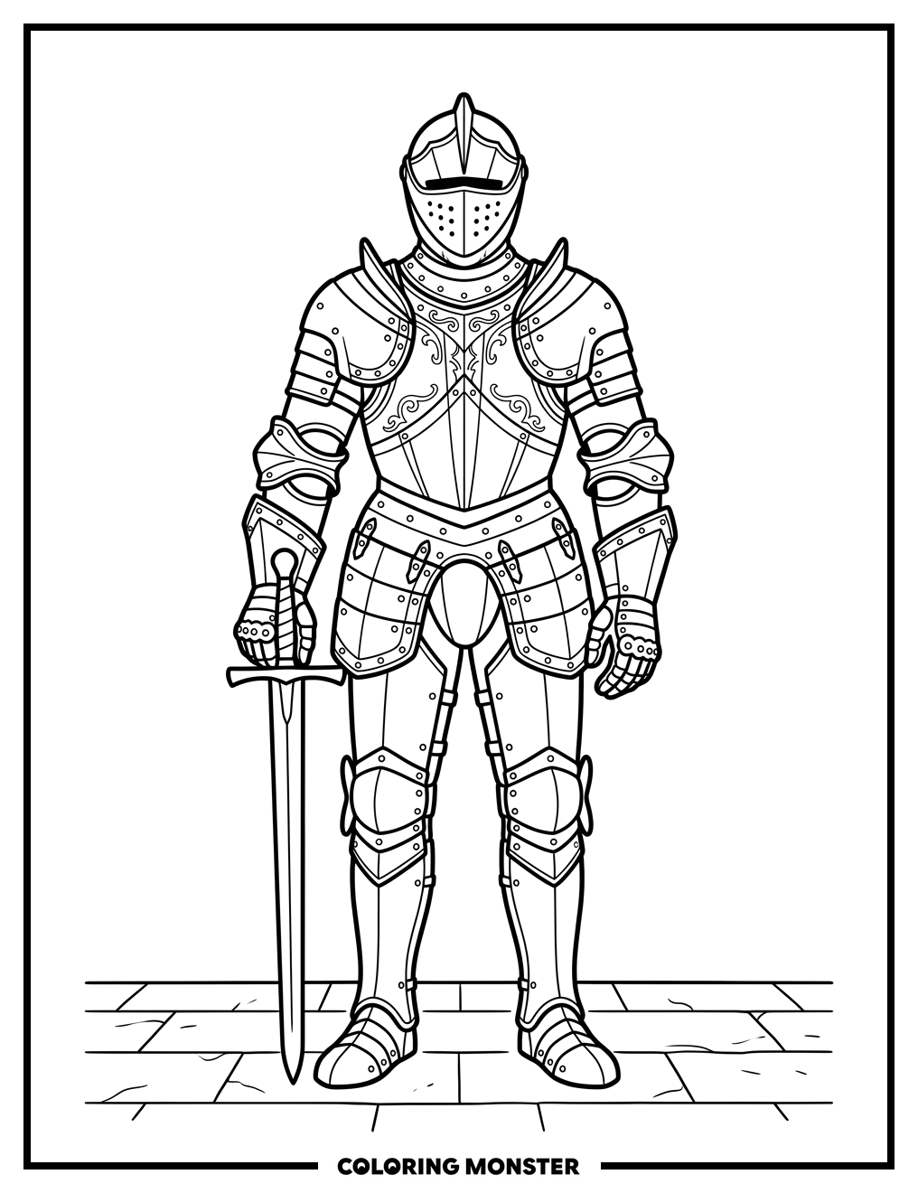 Medieval Ironclad Armor Coloring Page