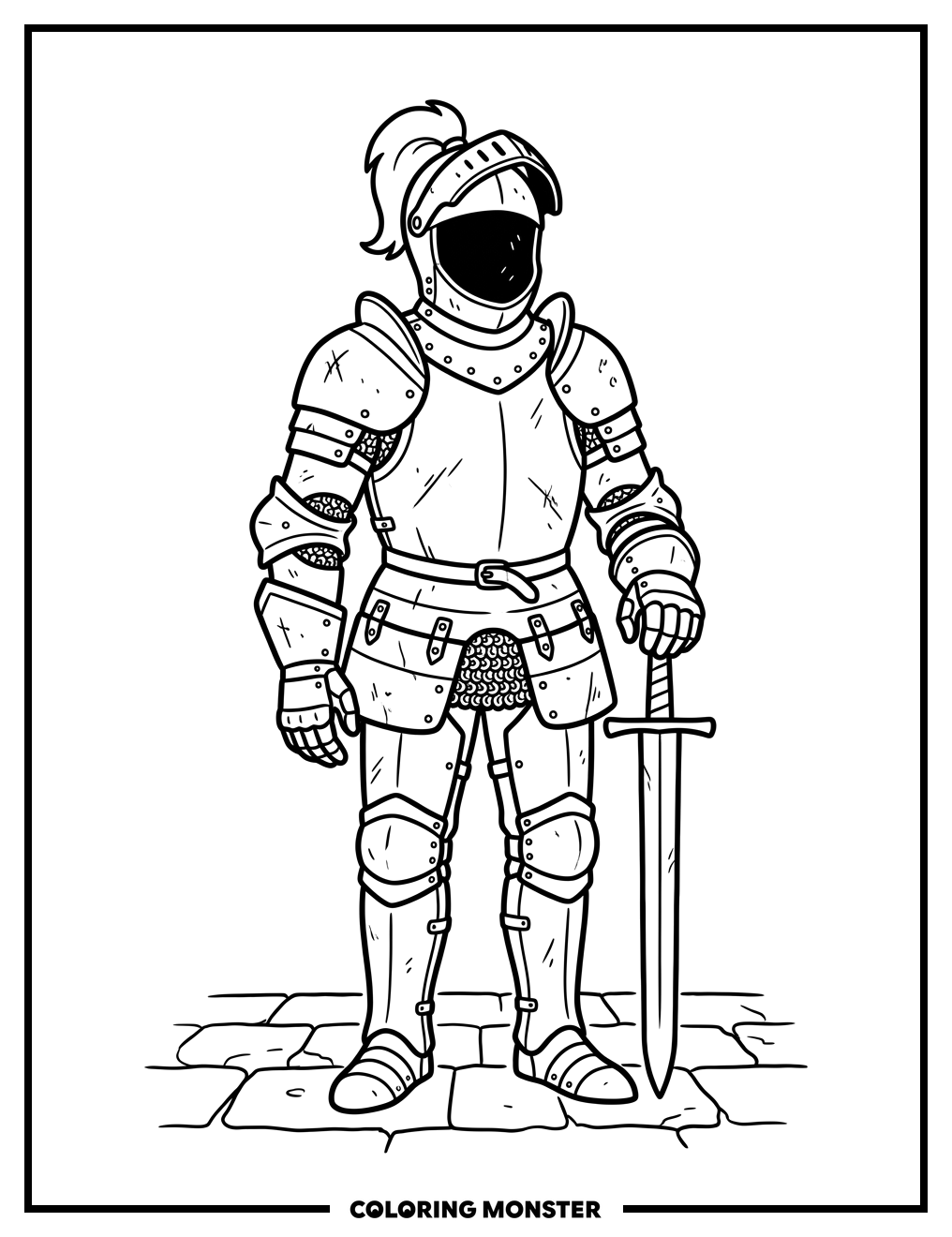 Medieval Knight Armor Coloring Page