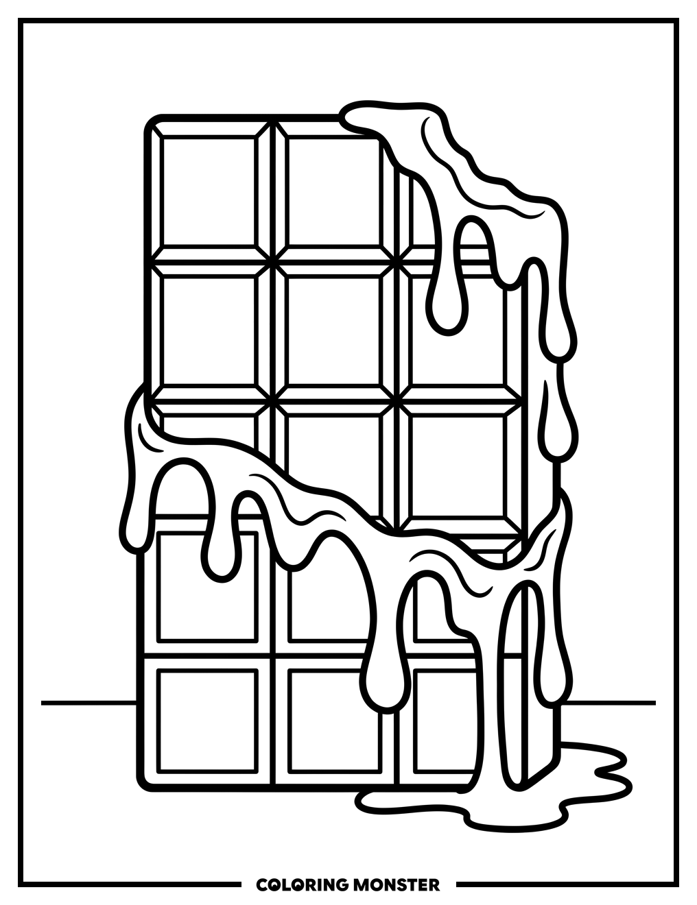 Melting Chocolate Bar Coloring Page