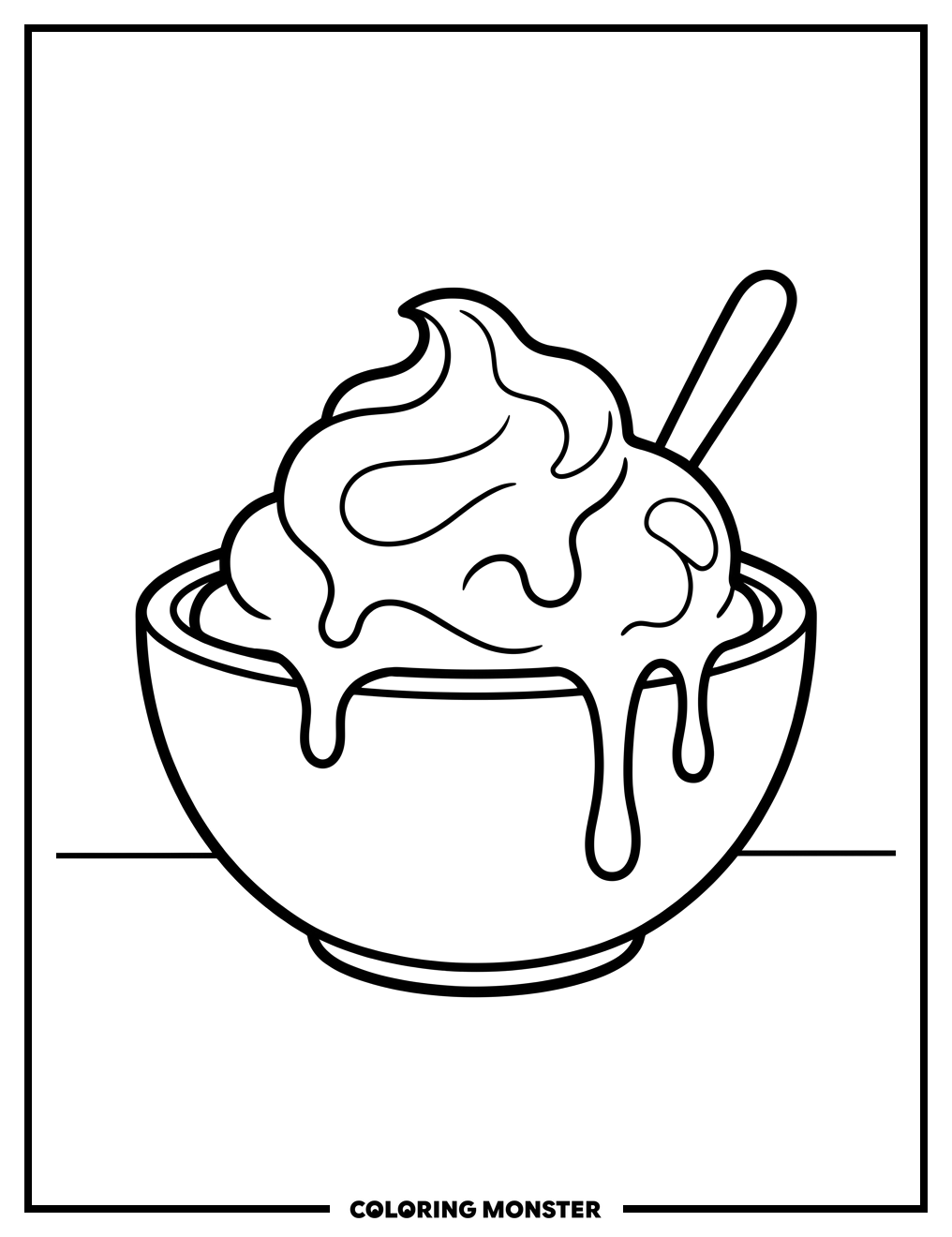 Melting Ice Cream Cone Coloring Page