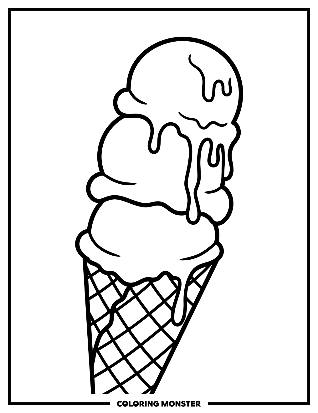 Melting Ice Cream Cone Coloring Page