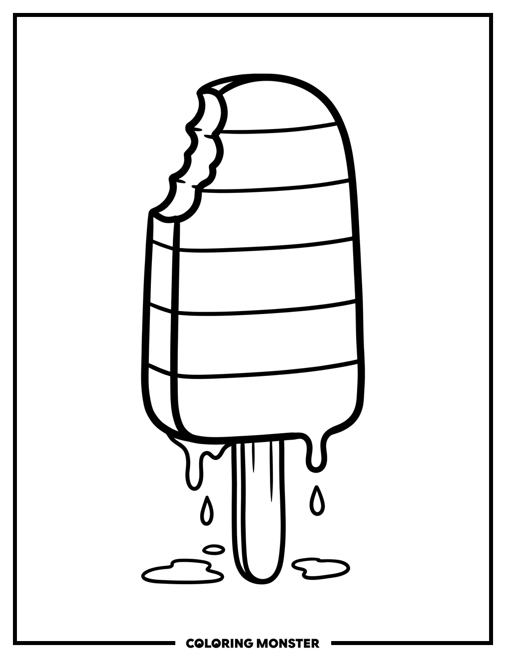 Melting Rainbow Popsicle Coloring Page