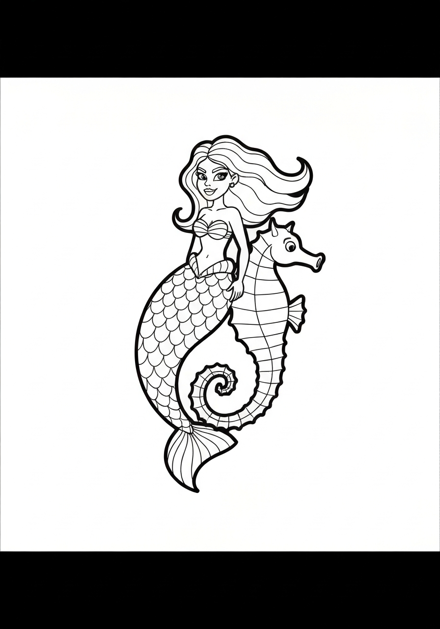 Mermaid Riding A Seahorse
