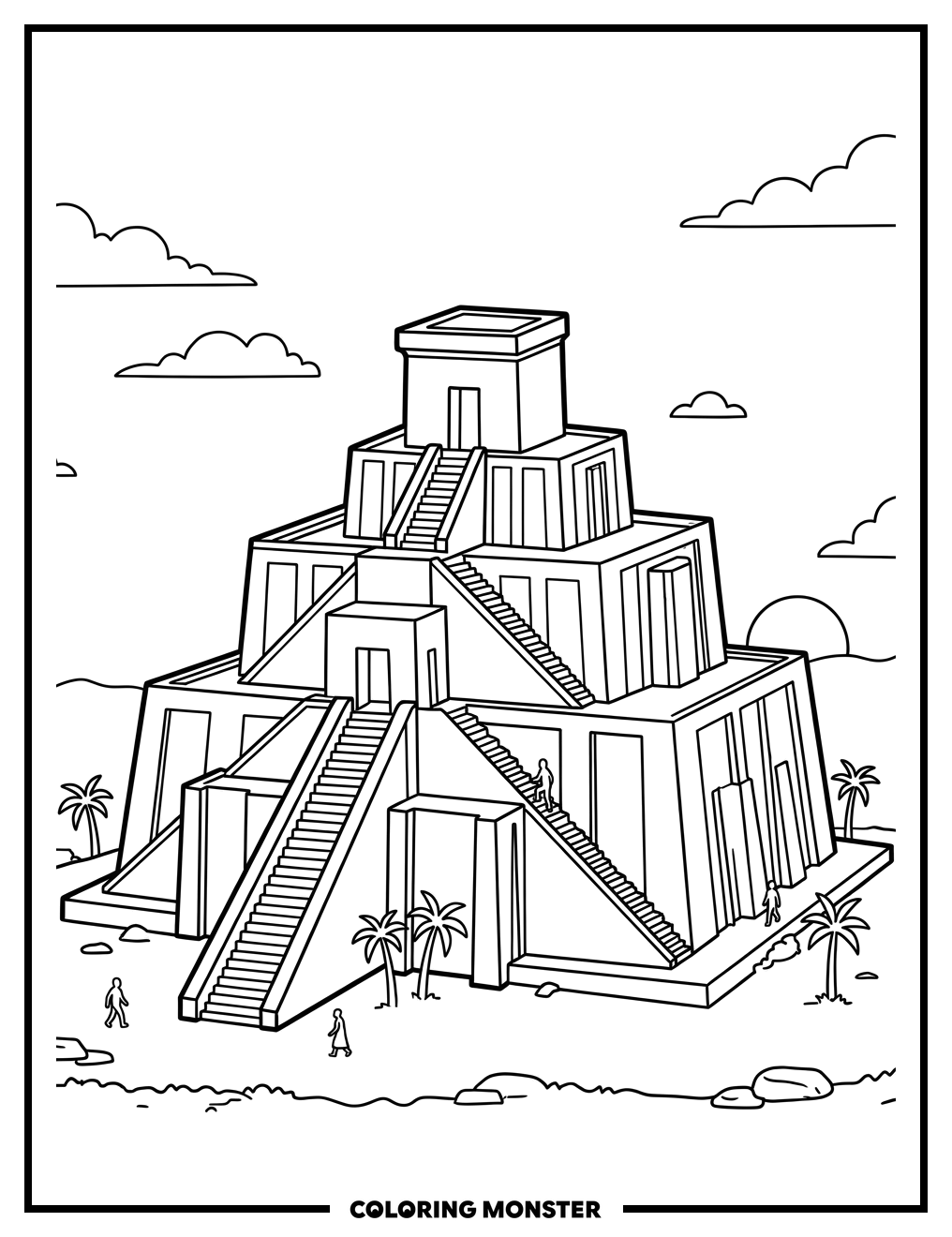 Mesopotamian Ziggurat Coloring Page