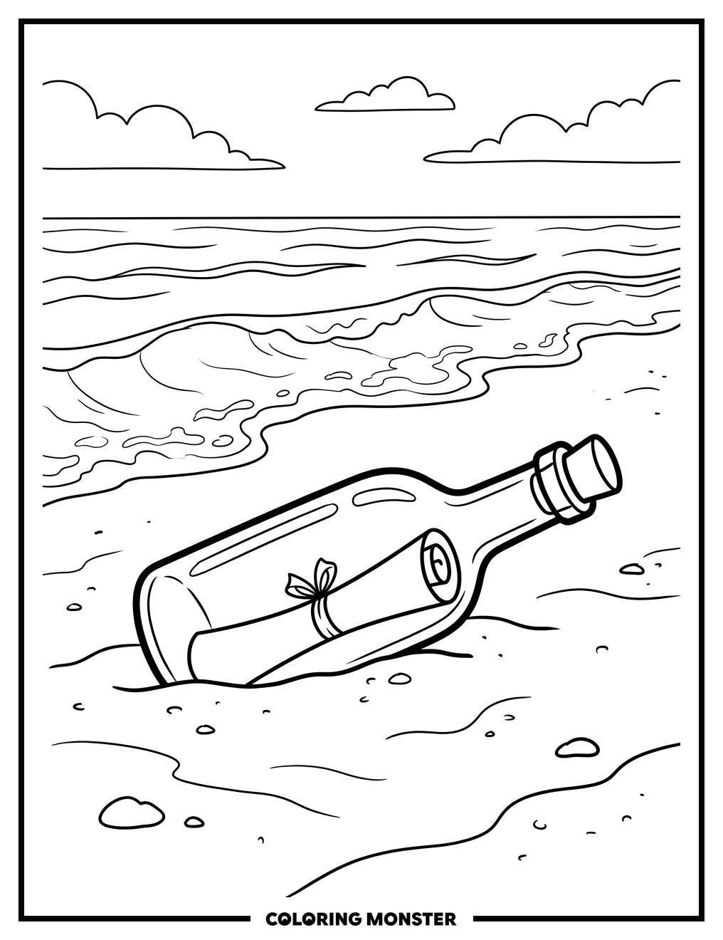Message in a Bottle Coloring Page