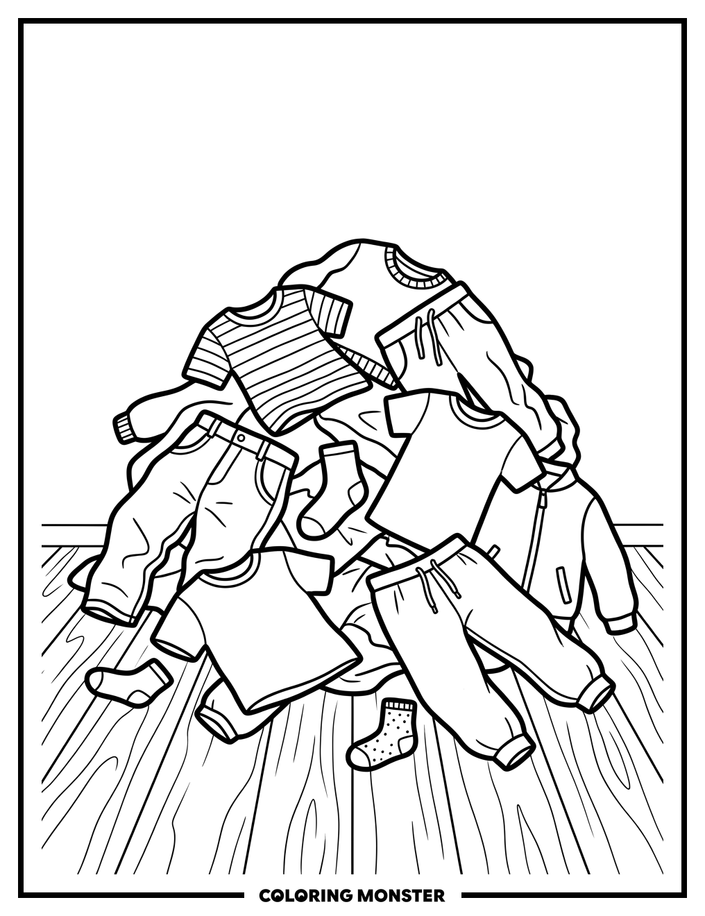 Messy Pile Of Clothes Coloring Page