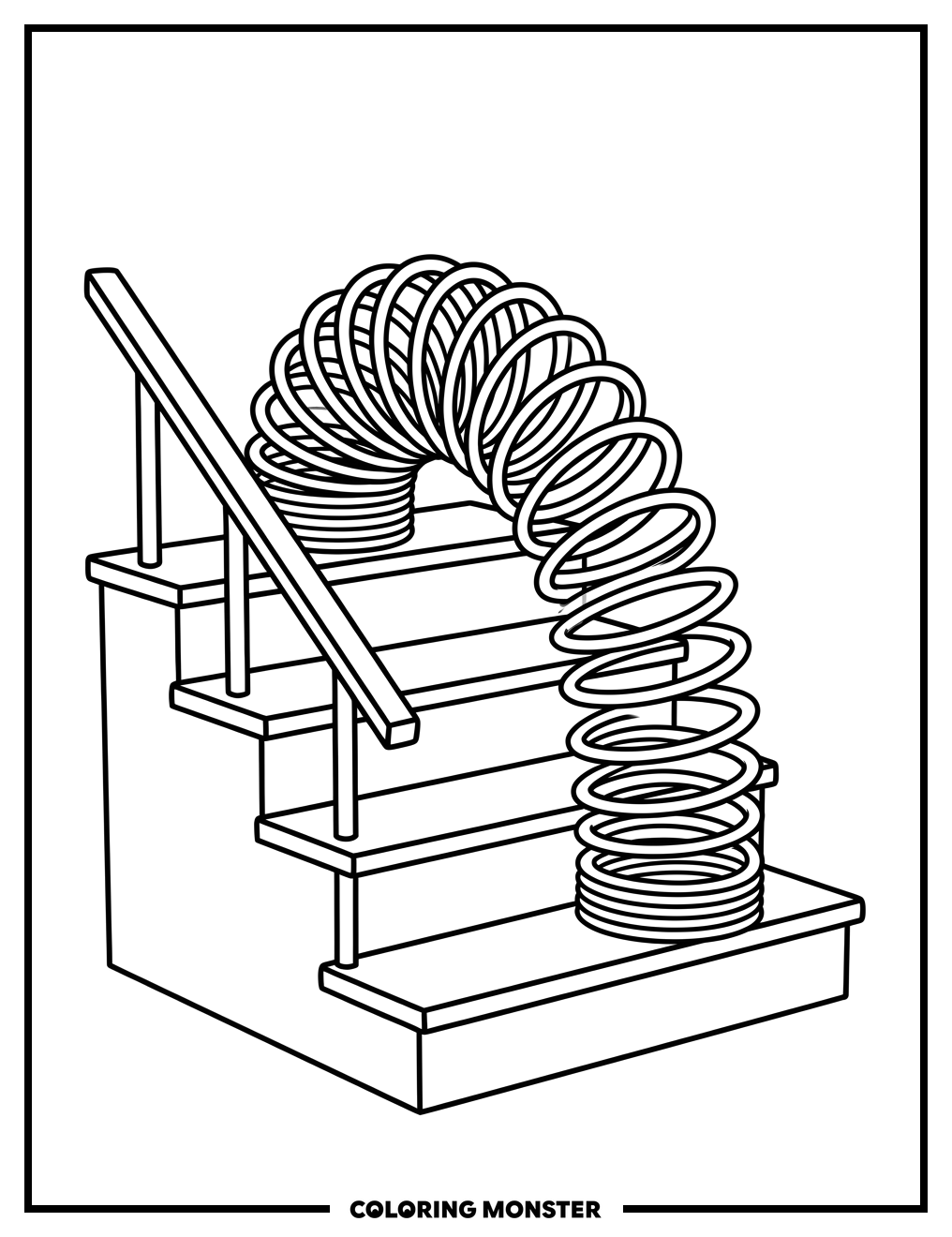 Metal Slinky Toy Descending Stairs Coloring Page