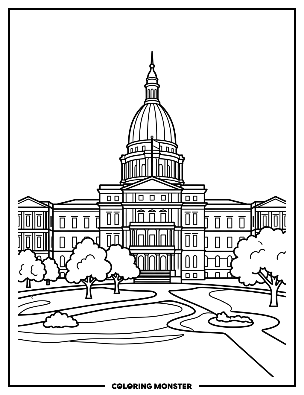 Michigan State Capitol Building Coloring Page